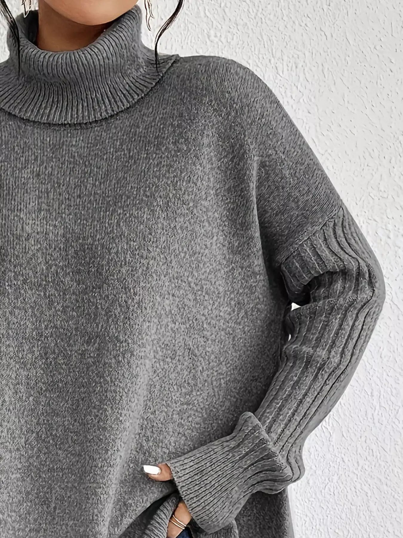 Turtleneck High‑Low Hem Sweater | Partner Labels Selection by Partner Label