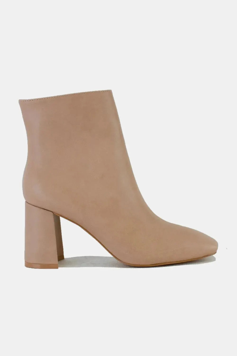 Beast Fashion PU Leather Block Heel Boots with Side Zippers by Beast Fashion