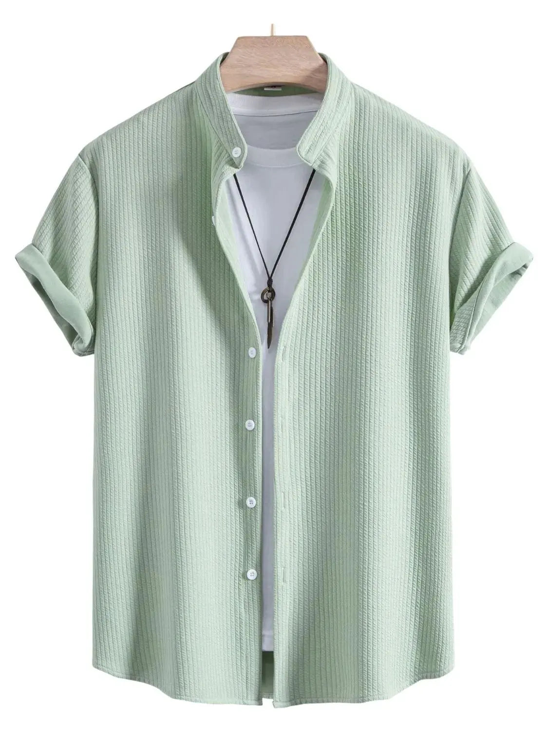 Men's Ribbed Short Sleeve Shirt and Shorts Set by Trendsi