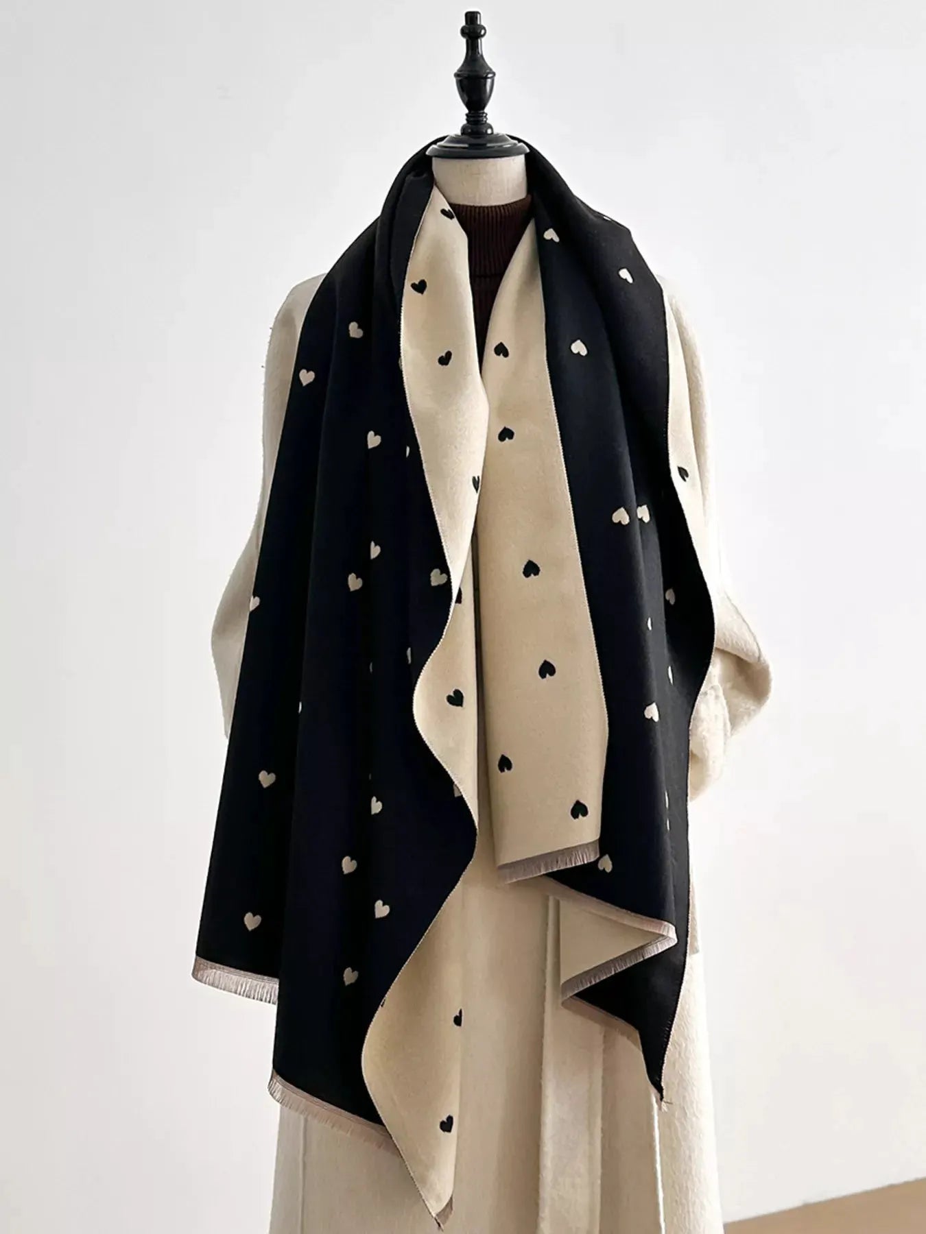 Heart Raw Hem Scarf by Partner Label