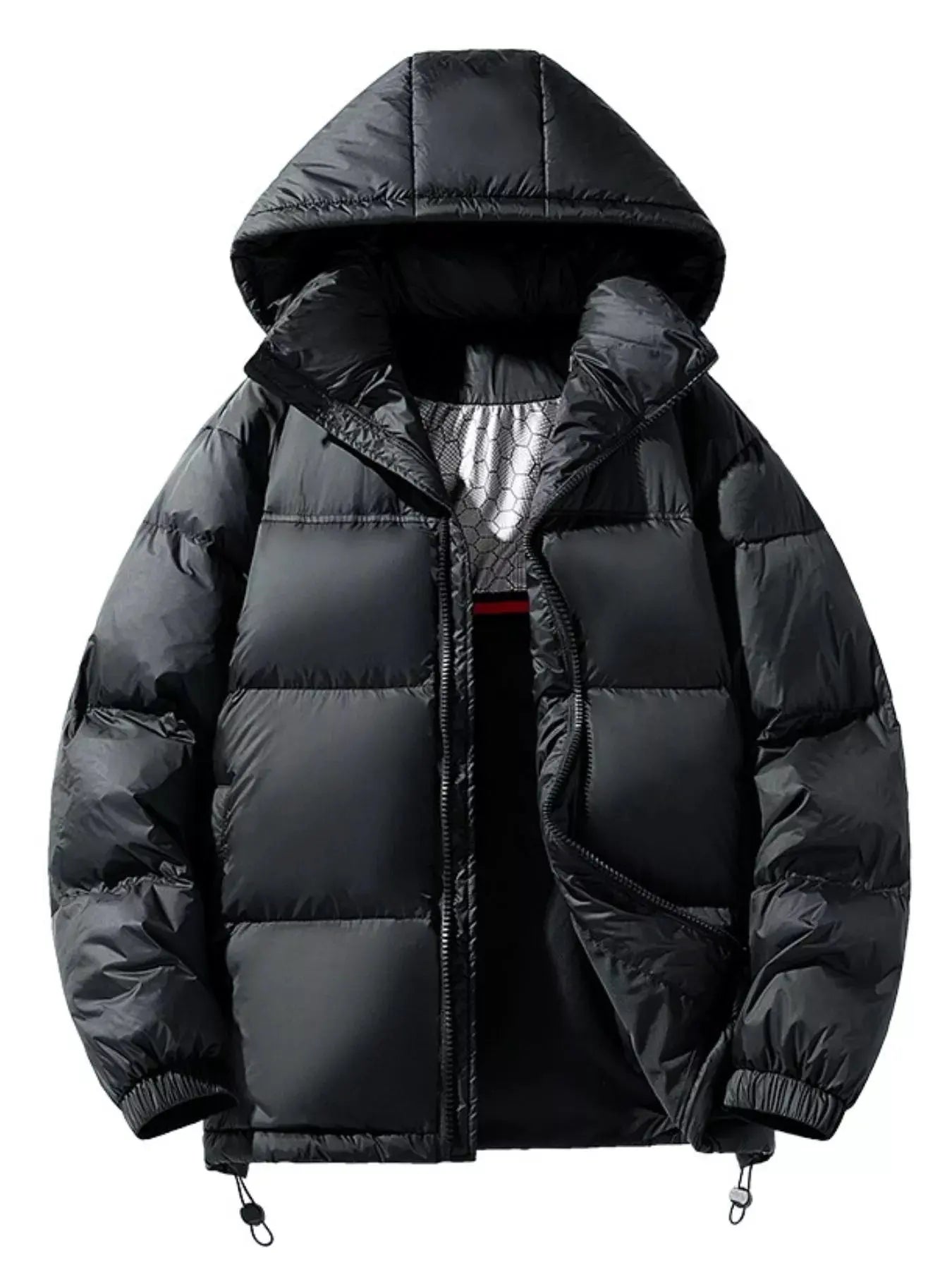 Men's Full Size Contrast Hooded Zip Up Down Jacket Plus Size by Partner Label
