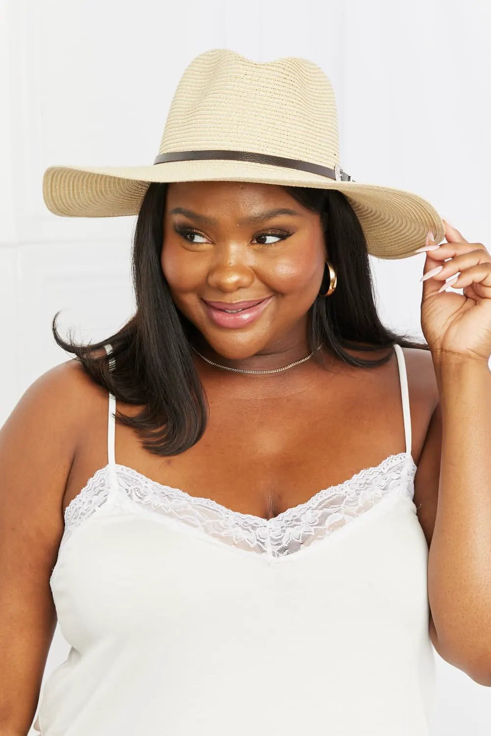 Fame Boho Summer Straw Fedora Hat by Fame