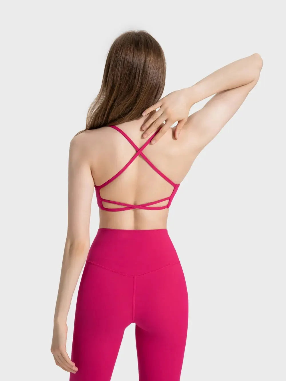 Millennia Crisscross Back Scoop Neck Active Cami with Detachable Chest Pads by Millennia
