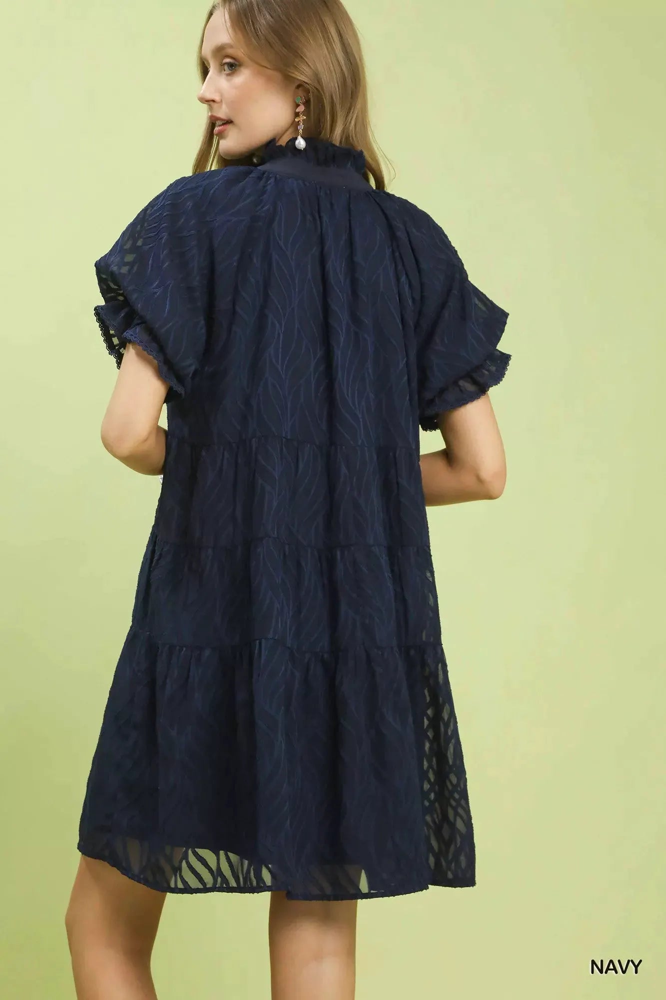 Umgee Textured Tiered Ruffle Collar Mini Dress by Umgee USA