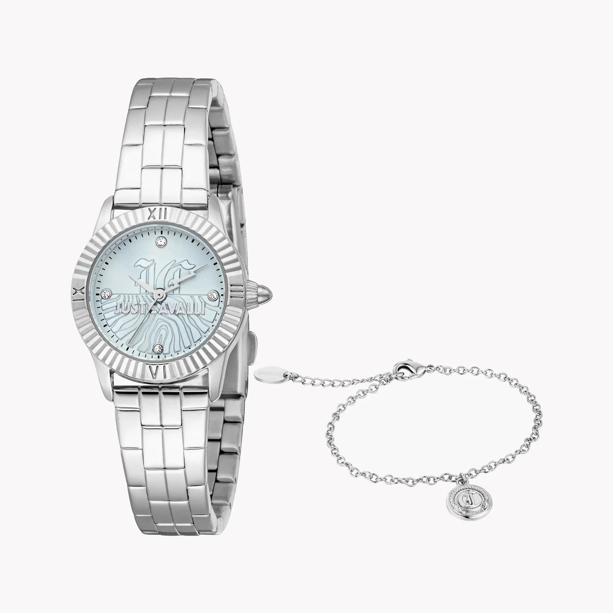 Just Cavalli Women's Silver Watch, Light Blue Dial | Jc1l328m0045 by JUST CAVALLI