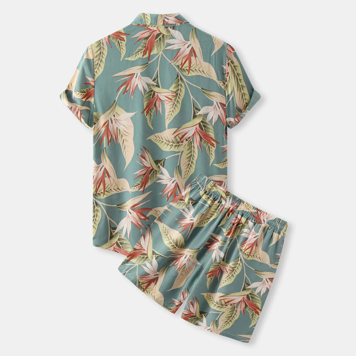 Men's Plus Size Printed Button Up Shirt and Shorts Set by Trendsi