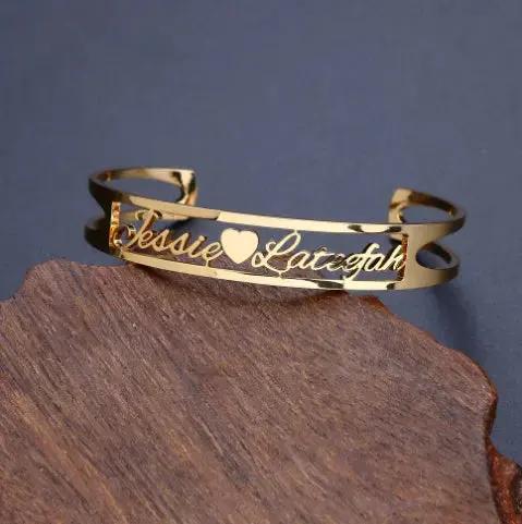 Customized Name Bracelet Personalized Custom Bangles Stainless Steel Jewelry by Maiden-Art