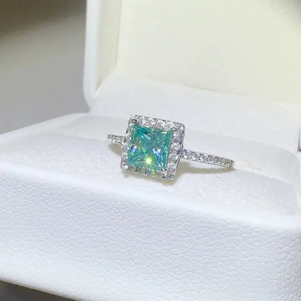 2 Carat 925 Sterling Silver Moissanite Square Shape Ring by Partner Label