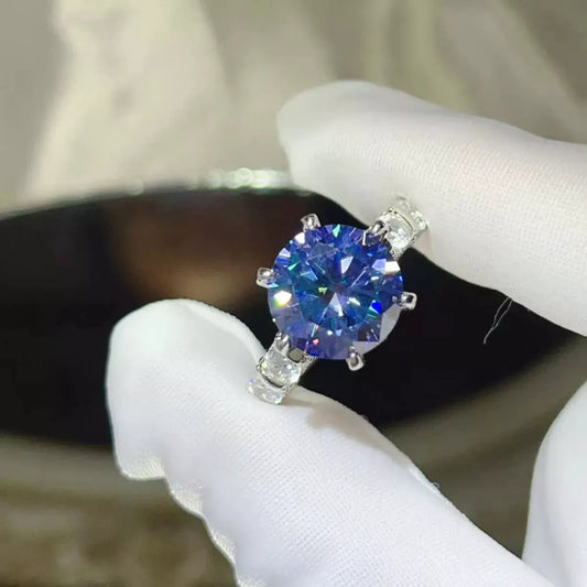 5 Carat Moissanite 6-Prong 925 Sterling Silver Ring by Partner Label