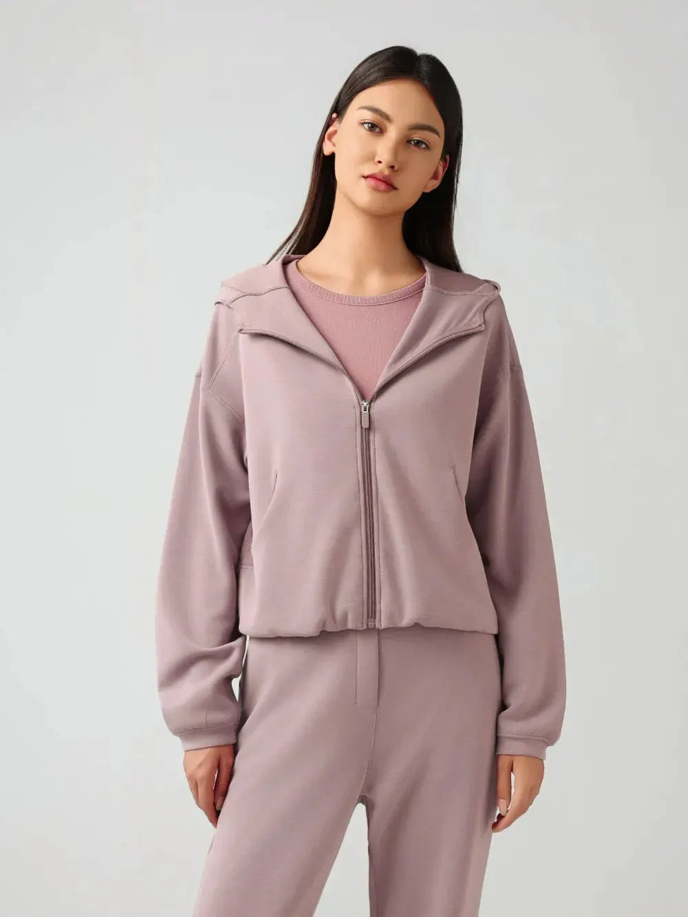 Millennia Zip Up Dropped Shouder Active Hooded by Millennia