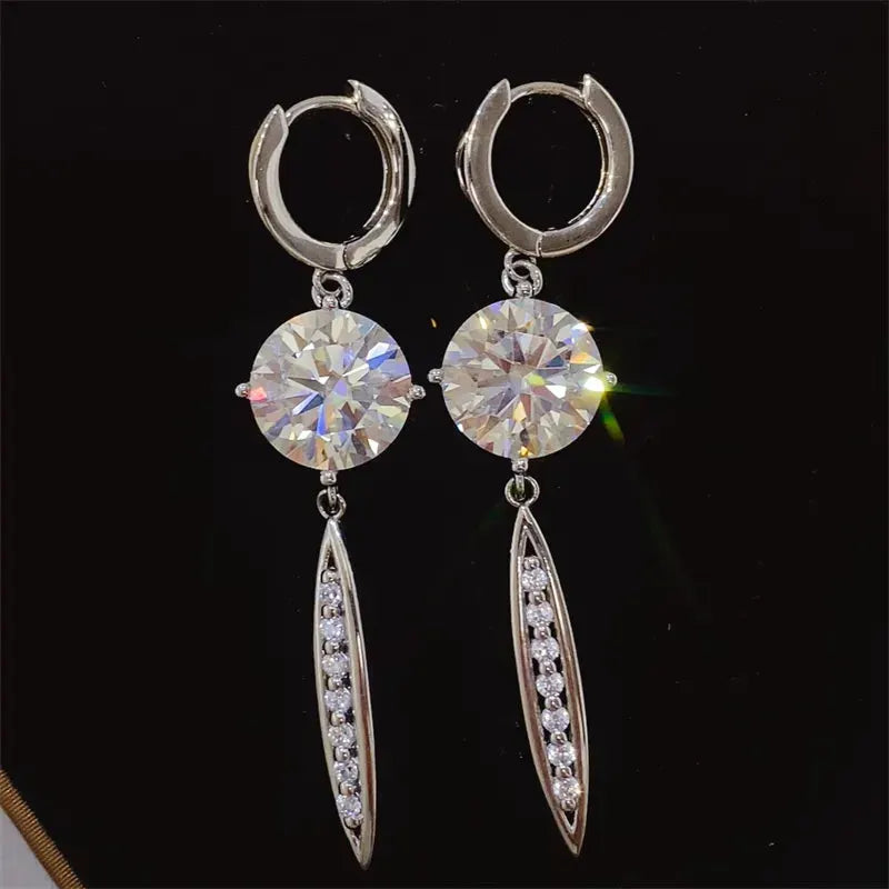 10 Carat Moissanite 925 Sterling Silver Earrings by Partner Label