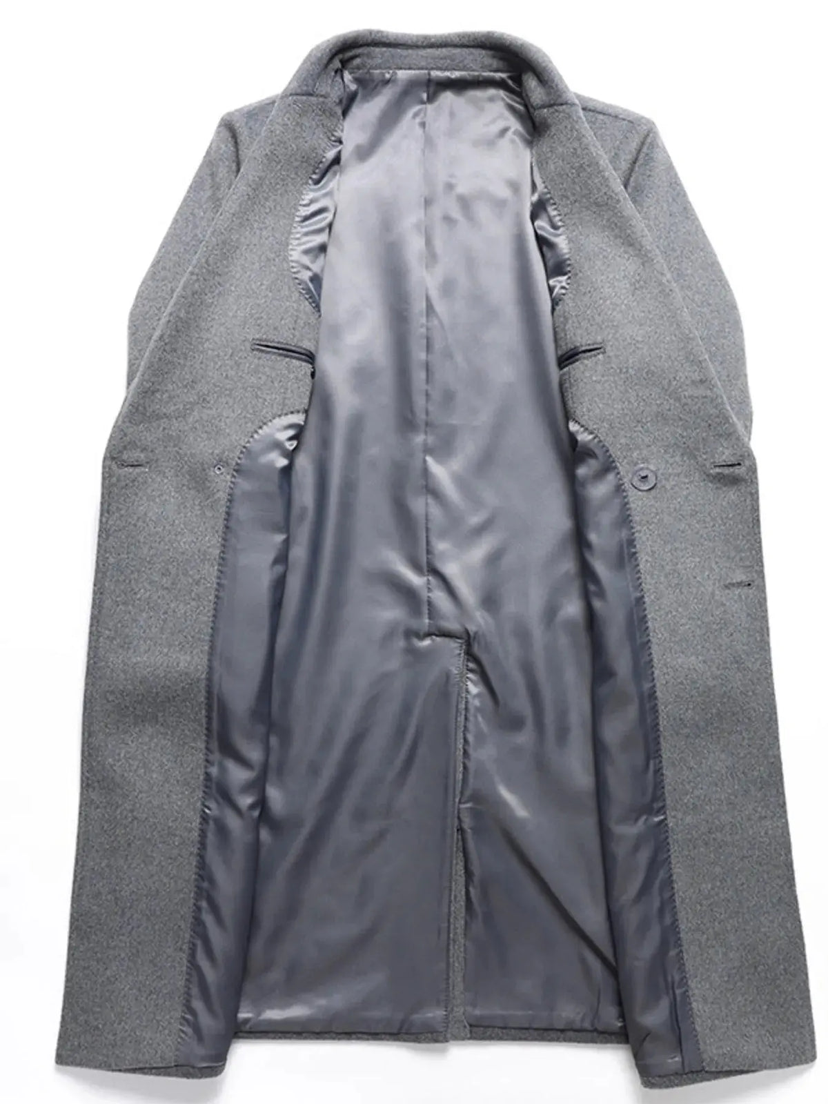 Men's Plus Size Double-Breasted Wool Overcoat by Partner Label