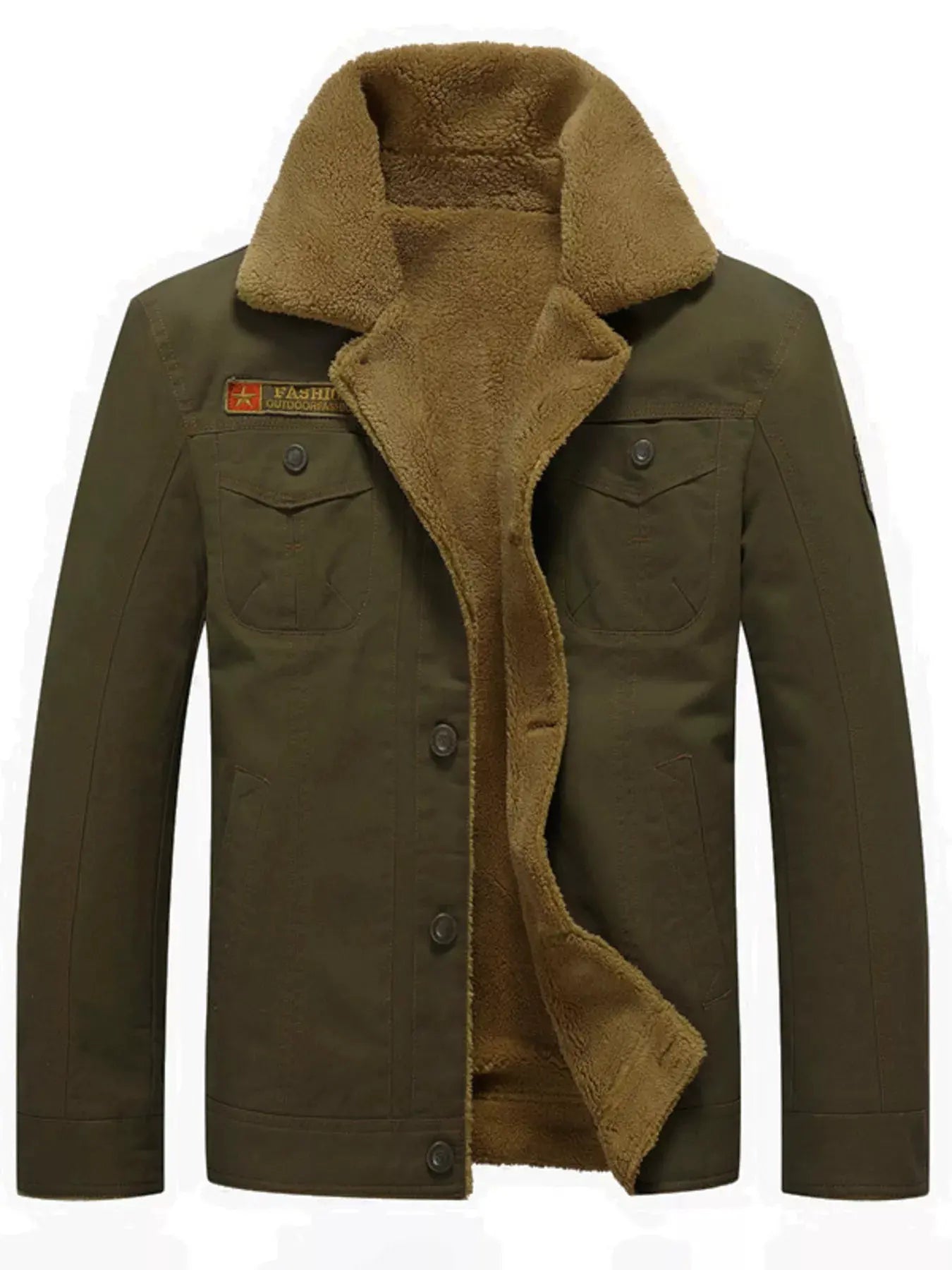 Men's Plus Size Button Up Fleece Lined Jacket by Partner Label