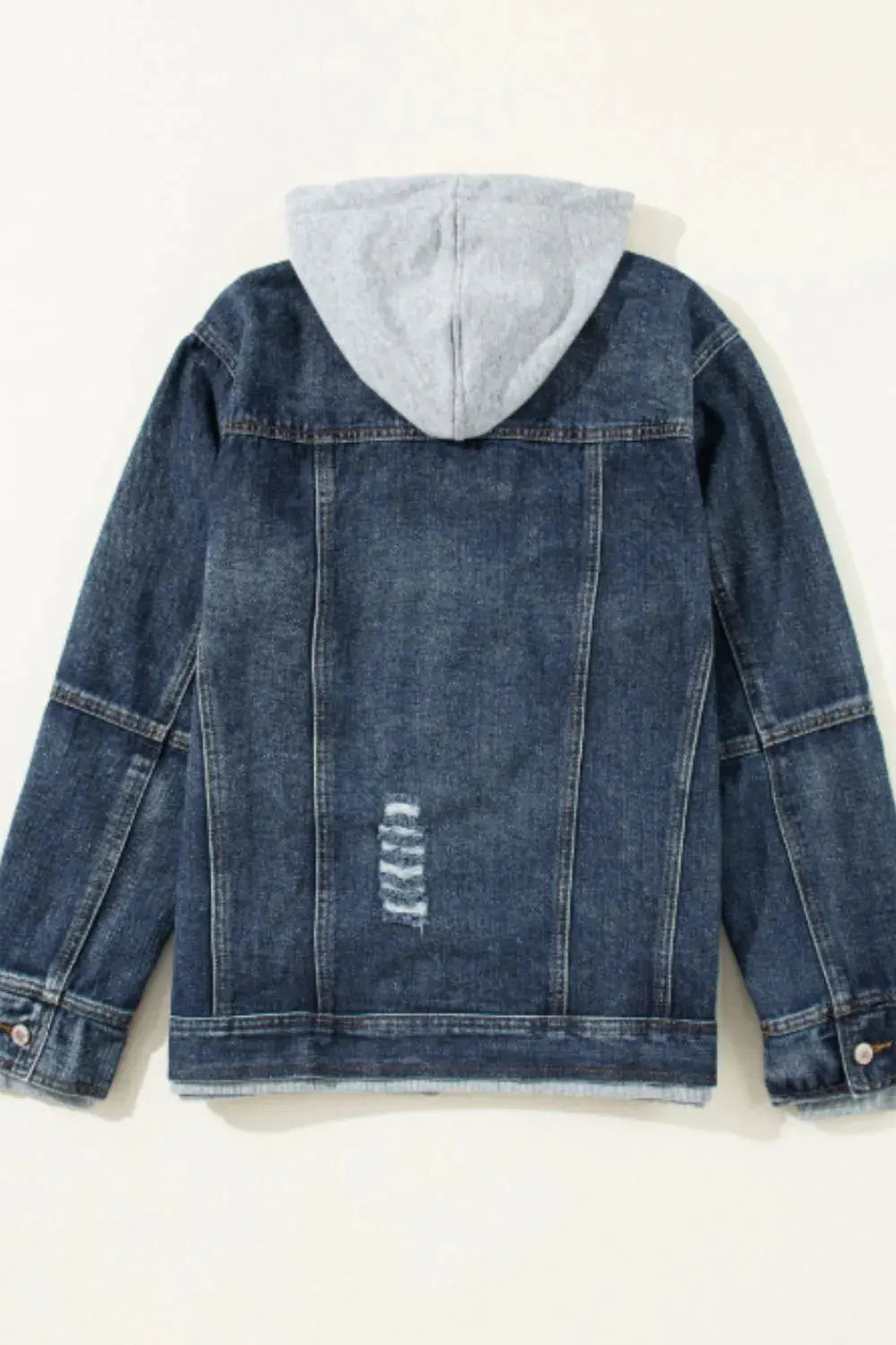 Fake Two-Piece Hooded Zip-Up Denim Jacket by Partner Label