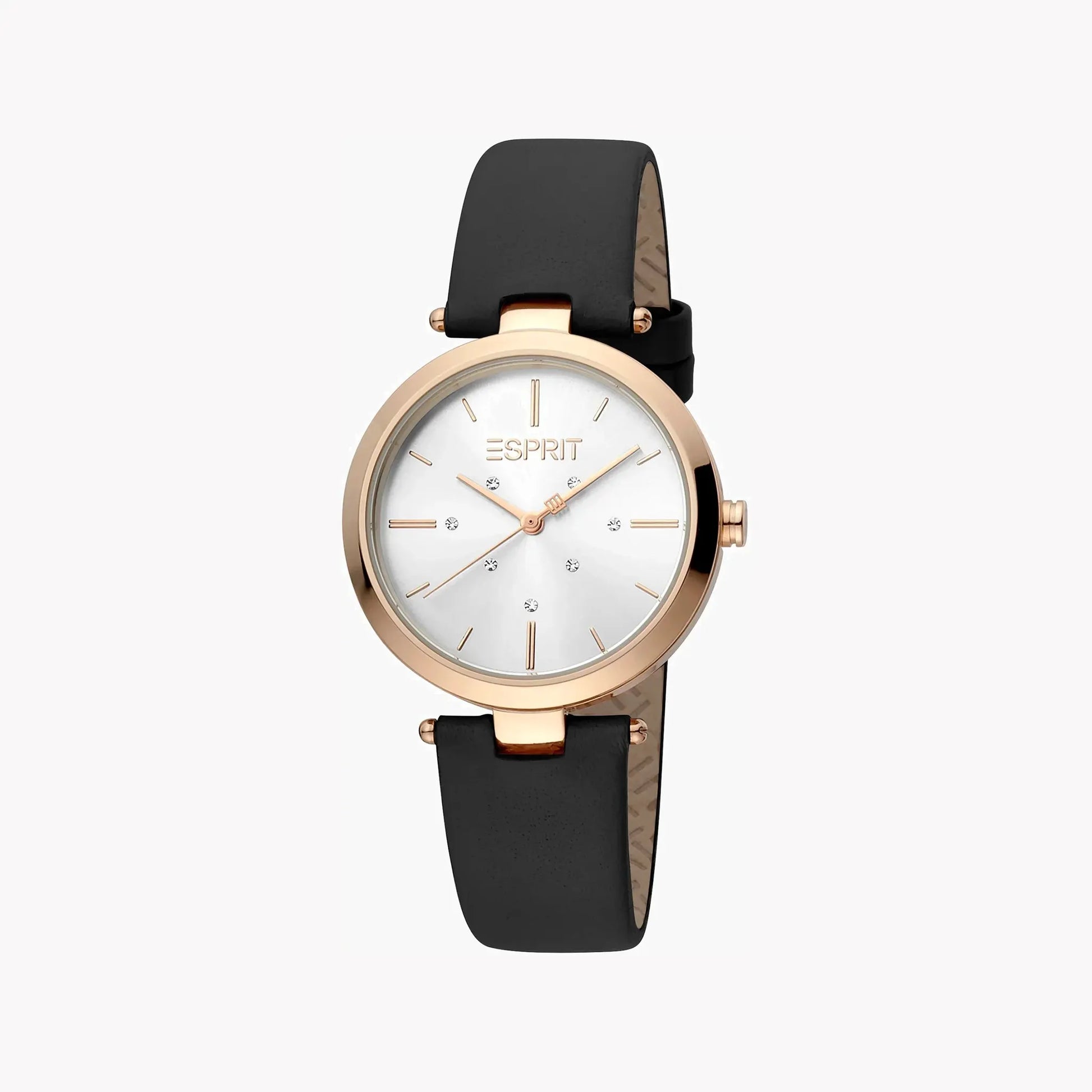 Esprit Women's Black Leather Watch, Silver Dial | Es1l198m0025 by ESPRIT