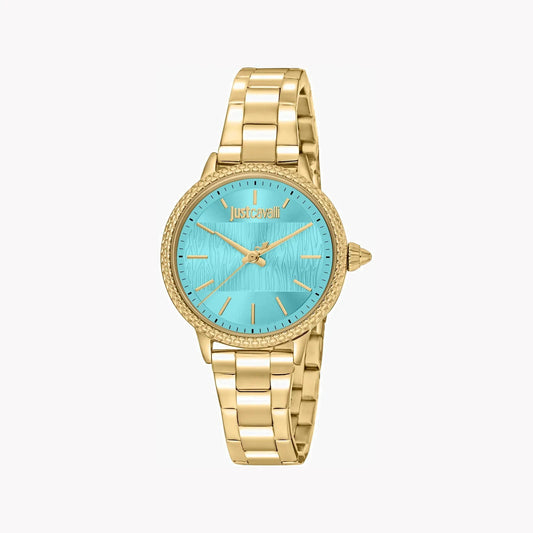 Just Cavalli Women's Gold Stainless Steel Watch, Turquoise Dial | Jc1l259m0065 by JUST CAVALLI
