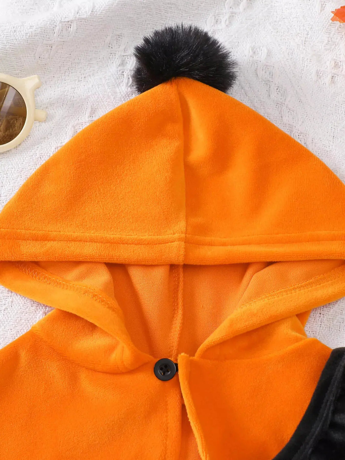 Children's Halloween Pumpkin Hooded Cape and Polka Dot Tulle Dress Set by Trendsi