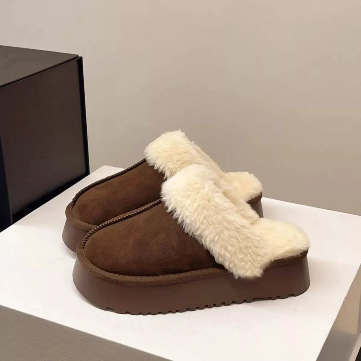 Round Toe Platform Slippers by Partnel Label