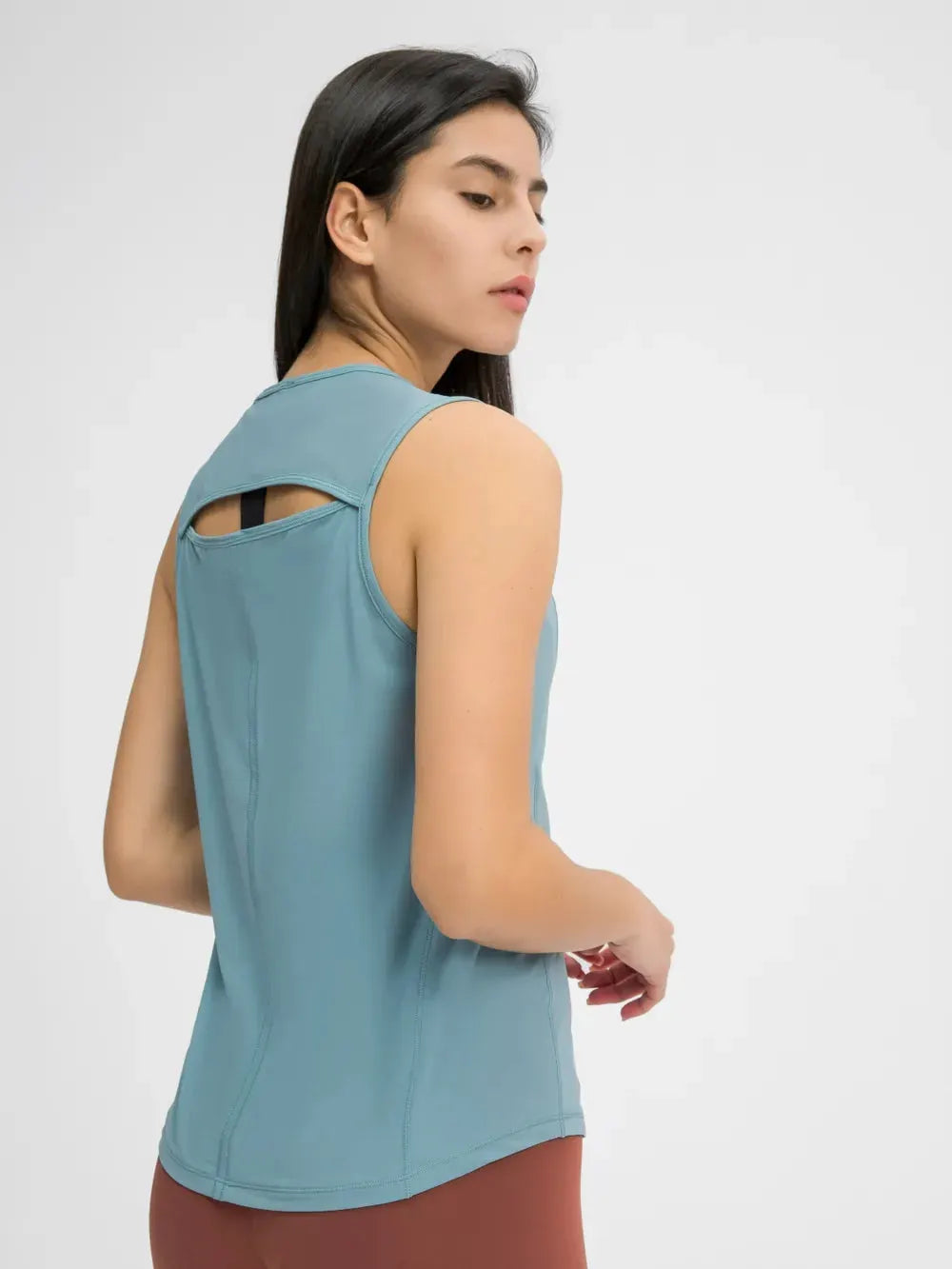 Millennia Cutout Back Round Neck Active Tank by Millennia