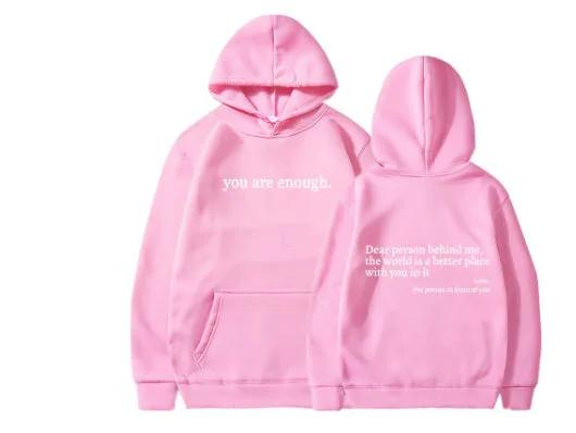 Dear Person Behind Me,the World Is A Better Place,with You In It,love,the Person In Front Of You,Women's Plush Letter Printed Kangaroo Pocket Drawstring Printed Hoodie Unisex Trendy Hoodies by Maiden-Art