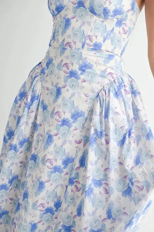 MABLE Sweetheart Neckline Floral Printed Midi Dress by MABLE