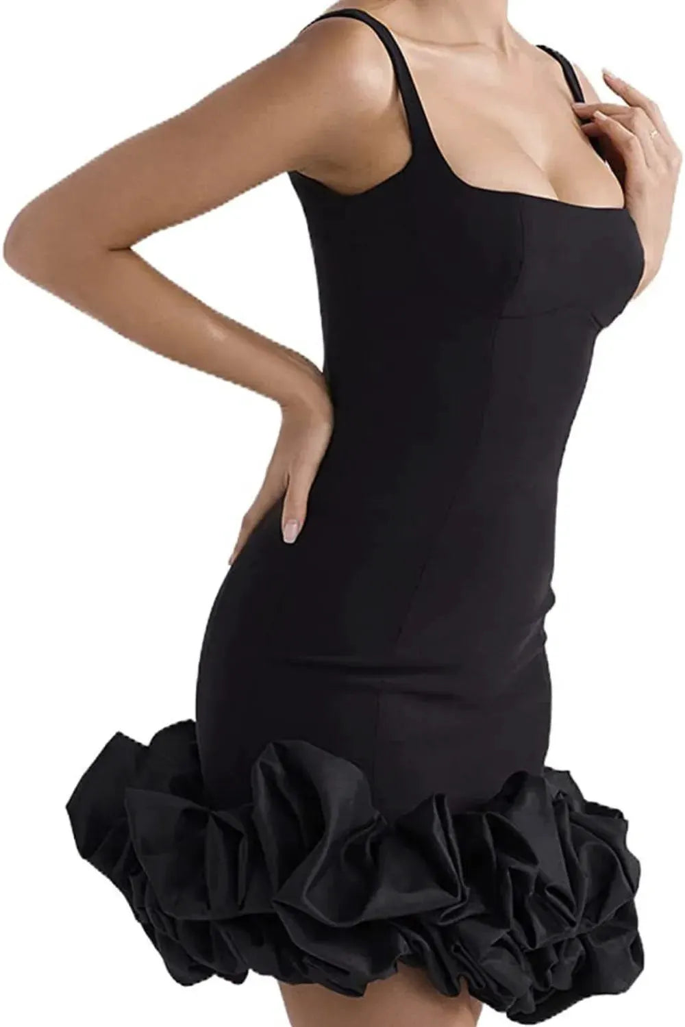 Ruched Square Neck Sleeve Mini Dress by Equanimity Essence