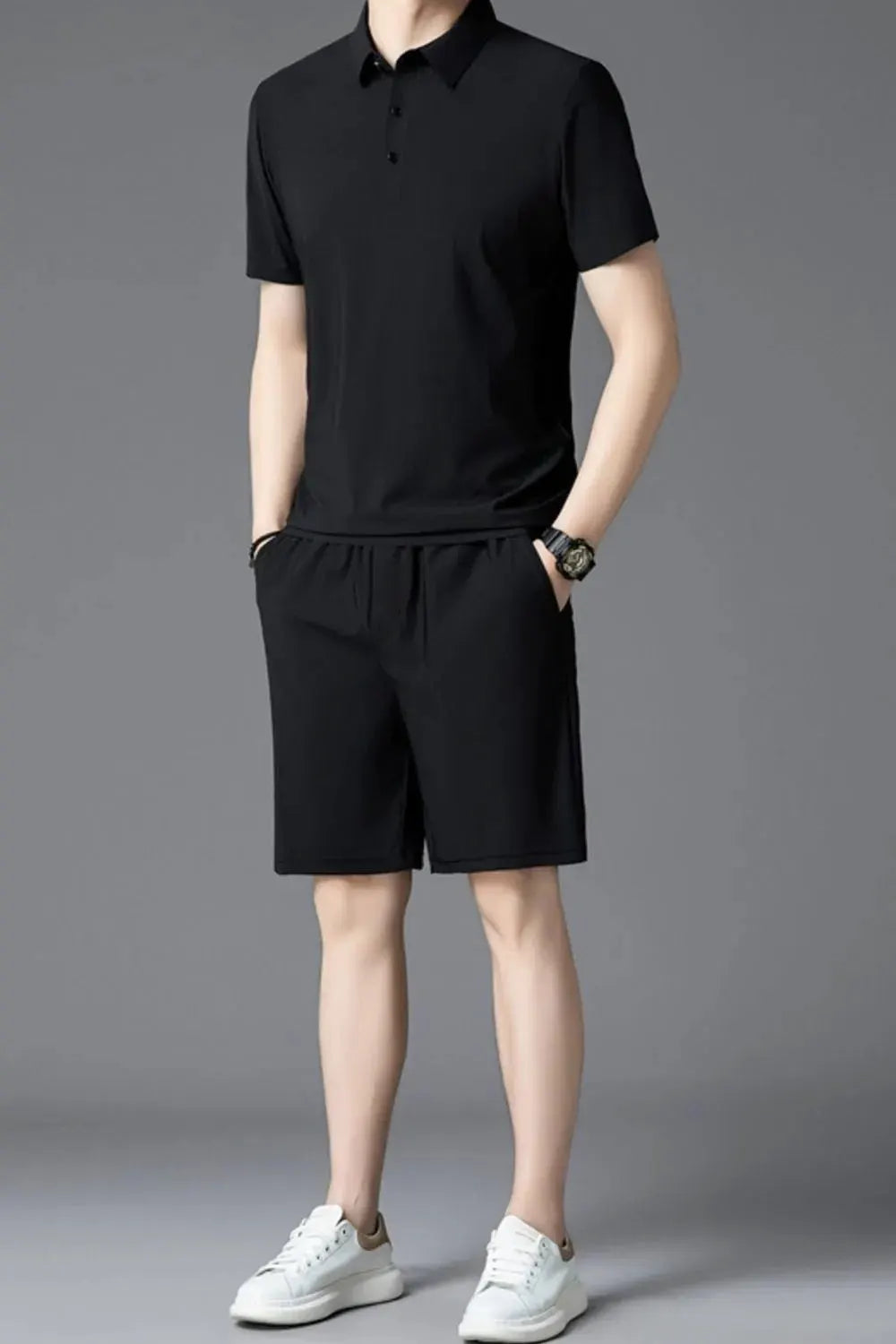 Men's Plus Size Short Sleeve Polo and Shorts Set by POL