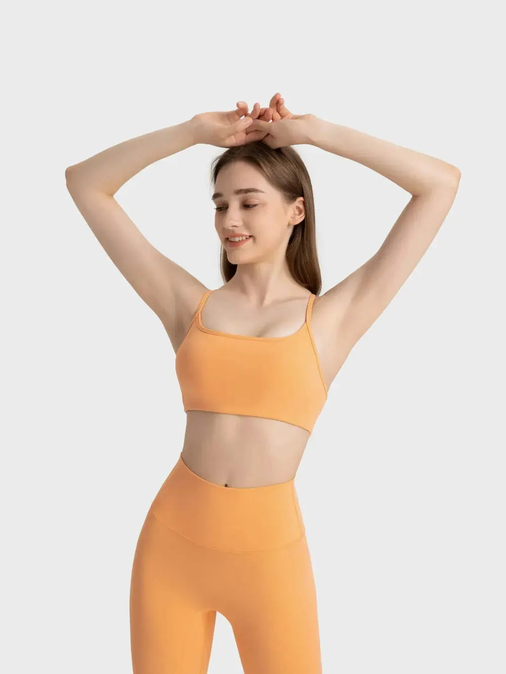 Millennia Crisscross Back Scoop Neck Active Cami with Detachable Chest Pads by Millennia