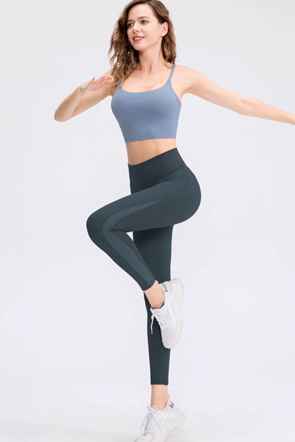 Wide Waistband Slim Fit Long Sports Pants by Partner Label