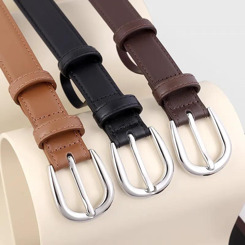 Buckle Skinny Leather Belt by Trendsi