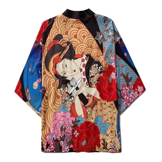 Beauty Samurai Traditional Kimono Japanese Anime Clothes Cardigan Cosplay Men Women Yukata Female Shirt Blouse by Vimost Shop