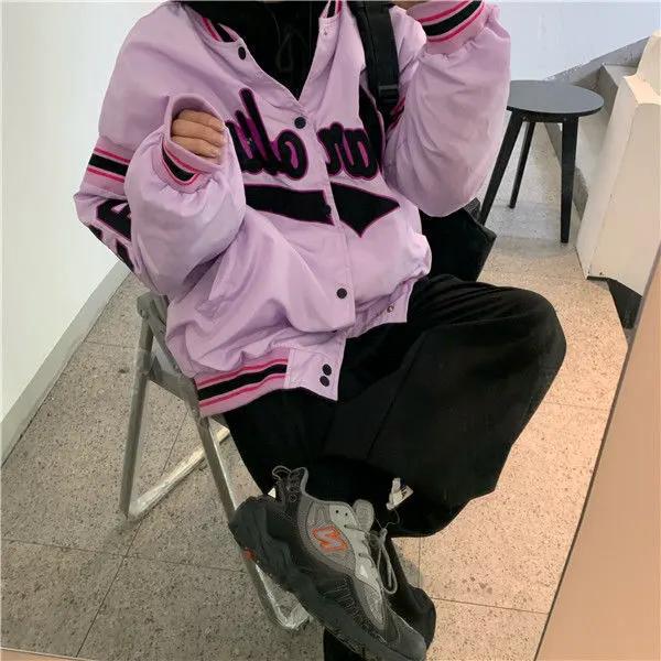Vintage Harajuku Jacket Hip Hop Loose Jacket Women by Maiden-Art