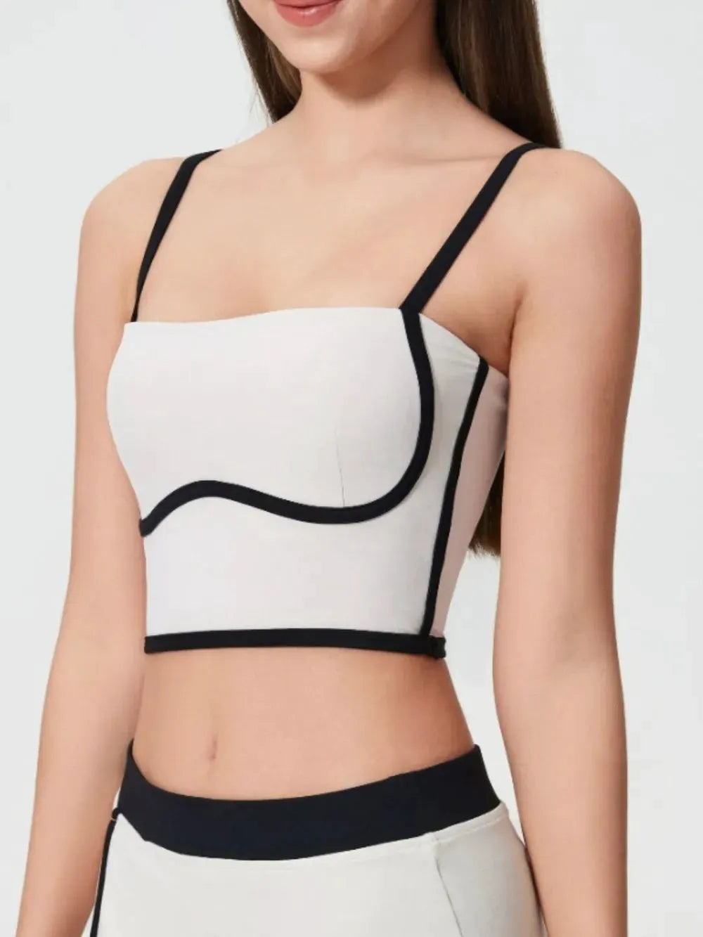 Millennia Contrast Trim Square Neck Active Cami with Detachable Chest Pads by Millennia