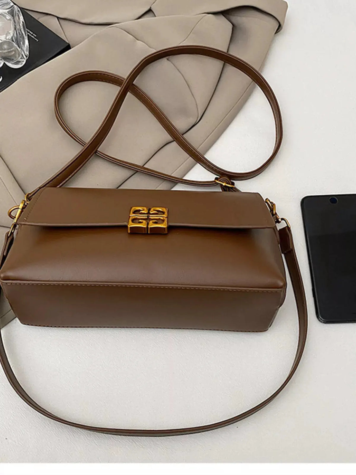 Leather Flap Crossbody Bag by Partner Label