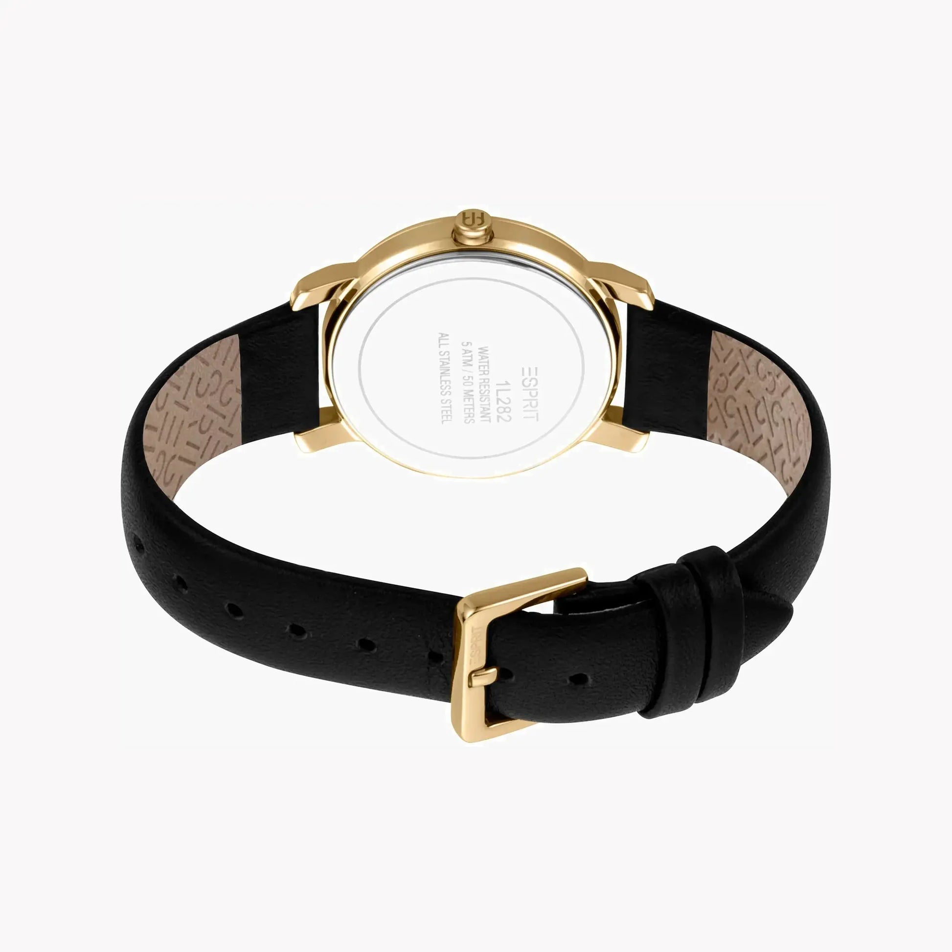 Esprit Women's Black Leather Watch, Silver Dial | ES1L282L0025 by ESPRIT