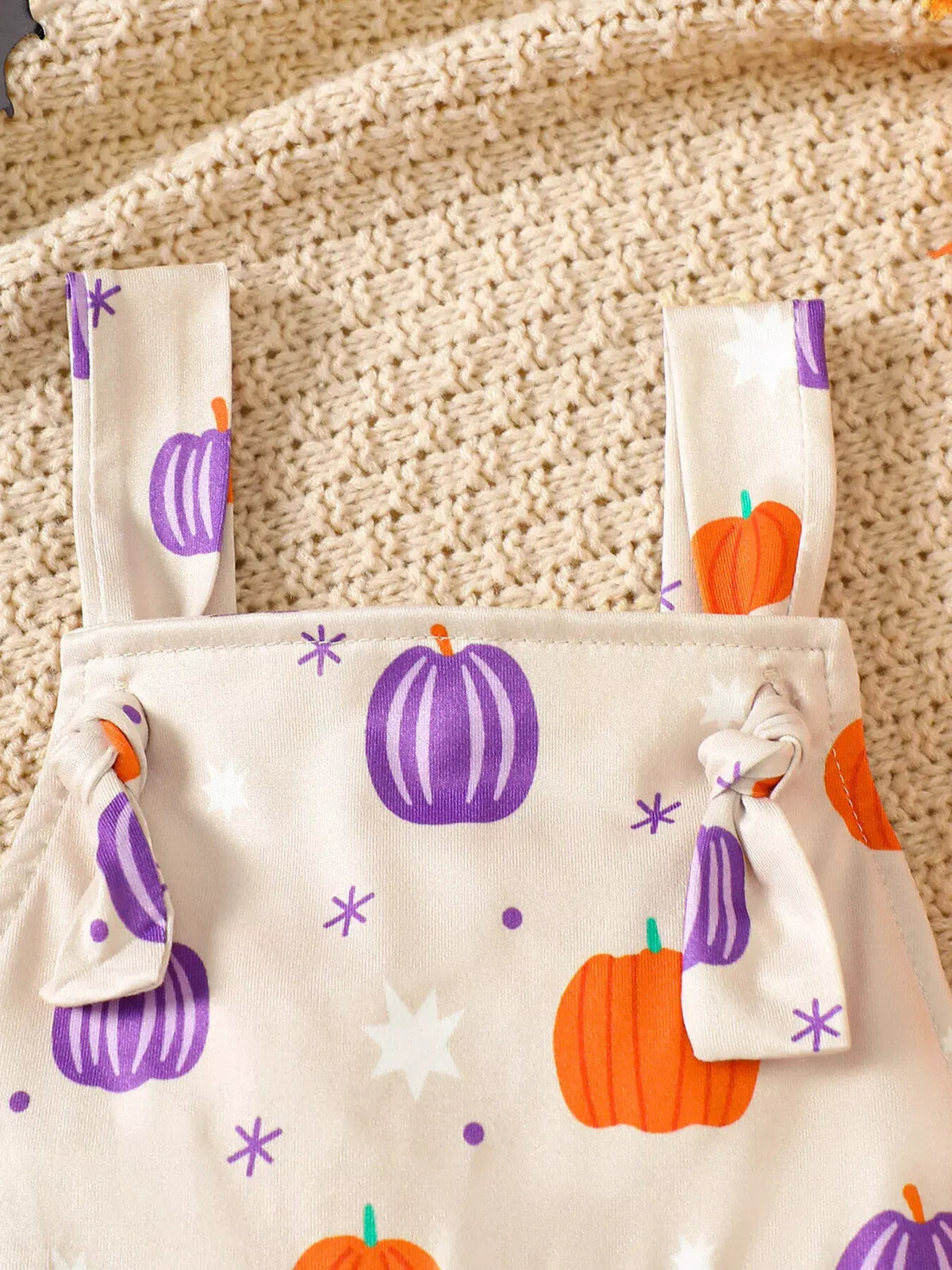 Children's Halloween Pumpkin Print Bell-Bottom Jumpsuit by Trendsi