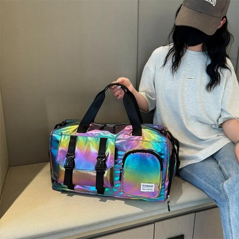 Colorful Pearlescent Yoga Fitness Bag With Dry-wet Separation by Maiden-Art