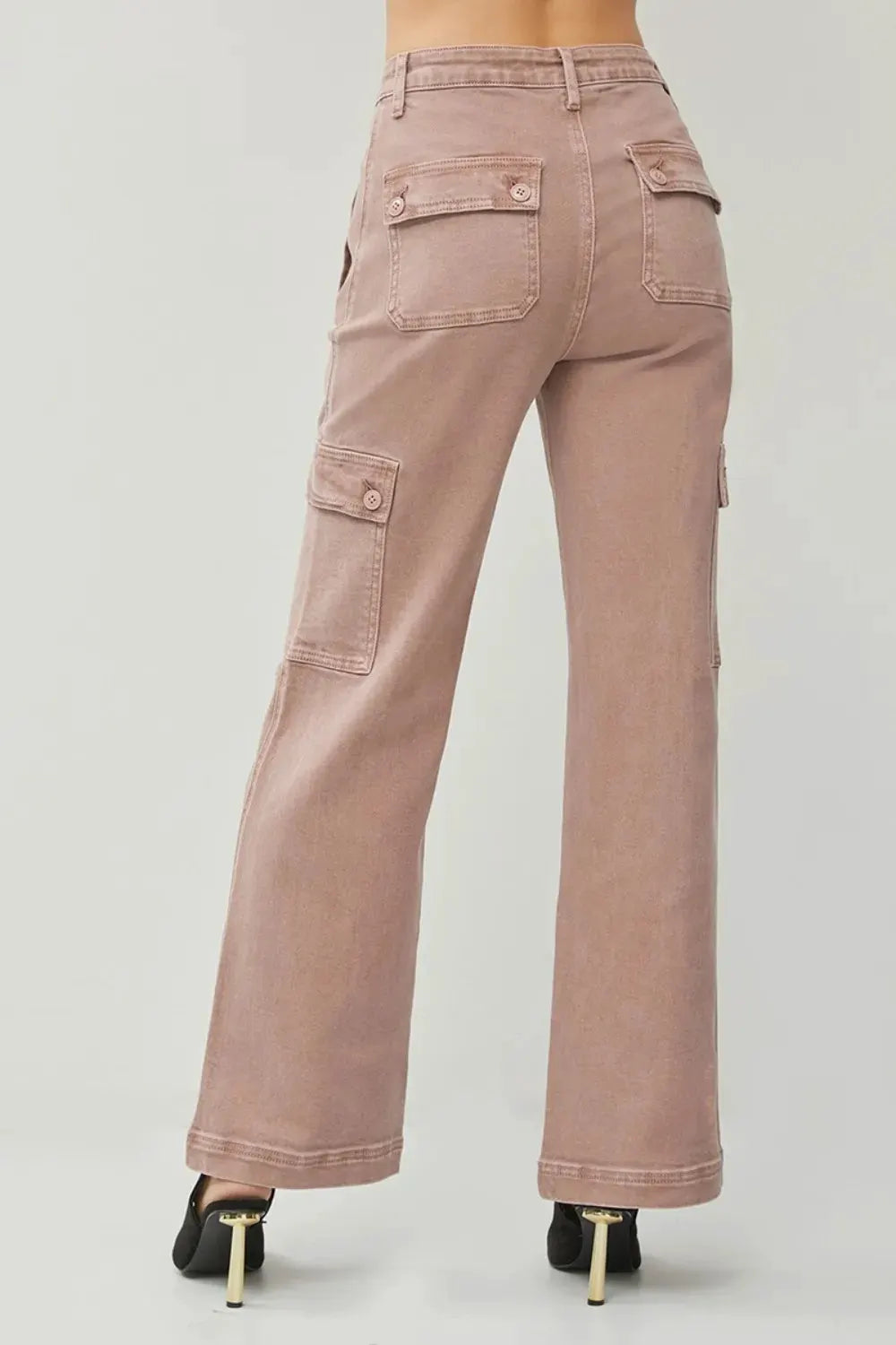 RISEN Full Size High Rise Wide Leg Cargo Jeans by RISEN