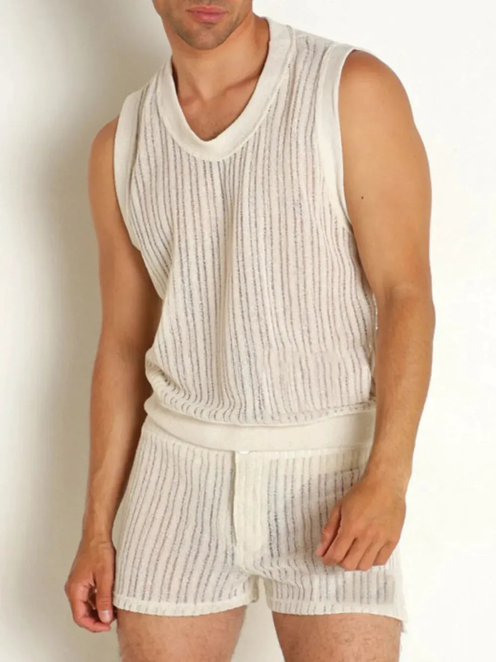 Men's Full Size Round Neck Tank and Shorts Set Plus Size by Trendsi