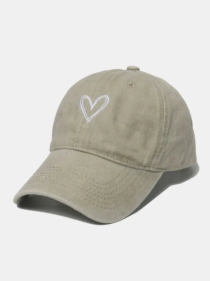 Embroidered Heart Washed Cotton Baseball Cap by Partner Label