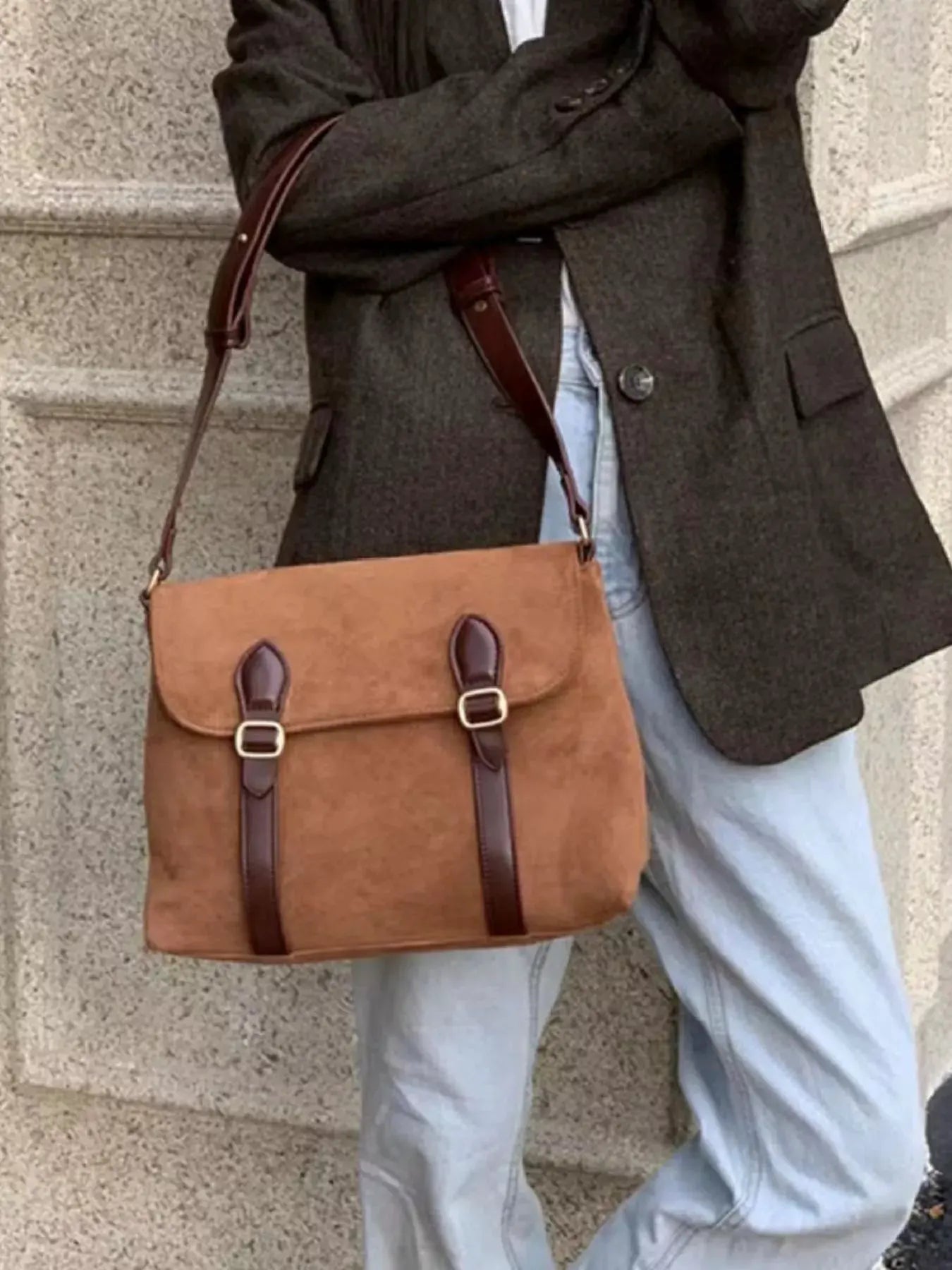 Double Buckle Crossbody Bag by Partner Label