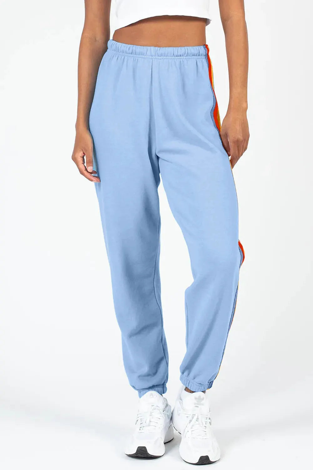 Contrast Striped Elastic Waist Active Pants by Partner Label