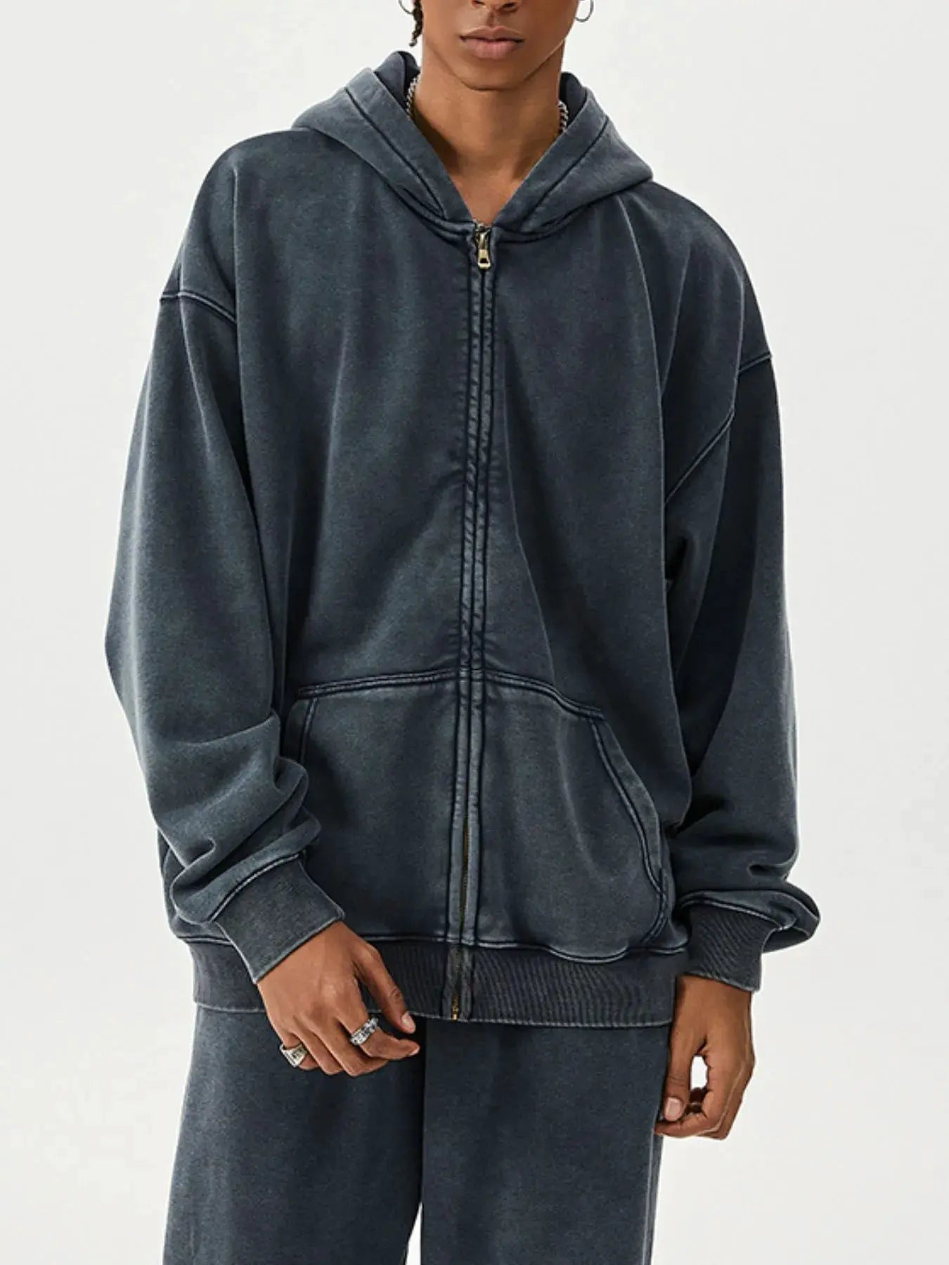 Men's Zip Up Long Sleeve Hoodie by Partner Label