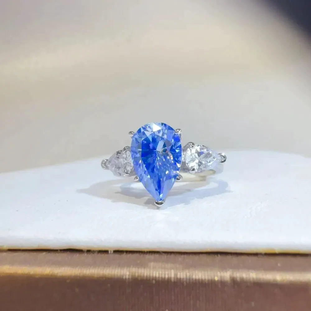 2 Carat 925 Sterling Silver Moissanite Teardrop Shape Ring by Partner Label