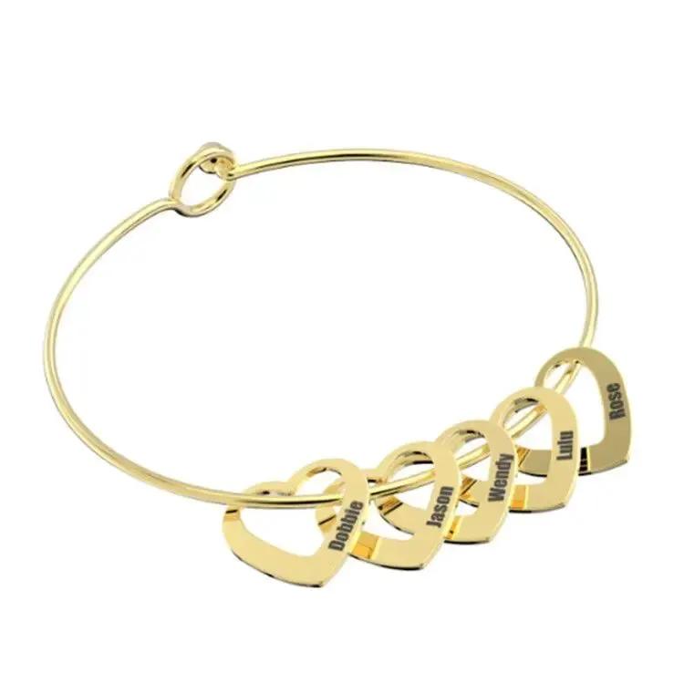 Love Bracelet Peach Heart Name Lettering Titanium Steel Bracelet by Maiden-Art