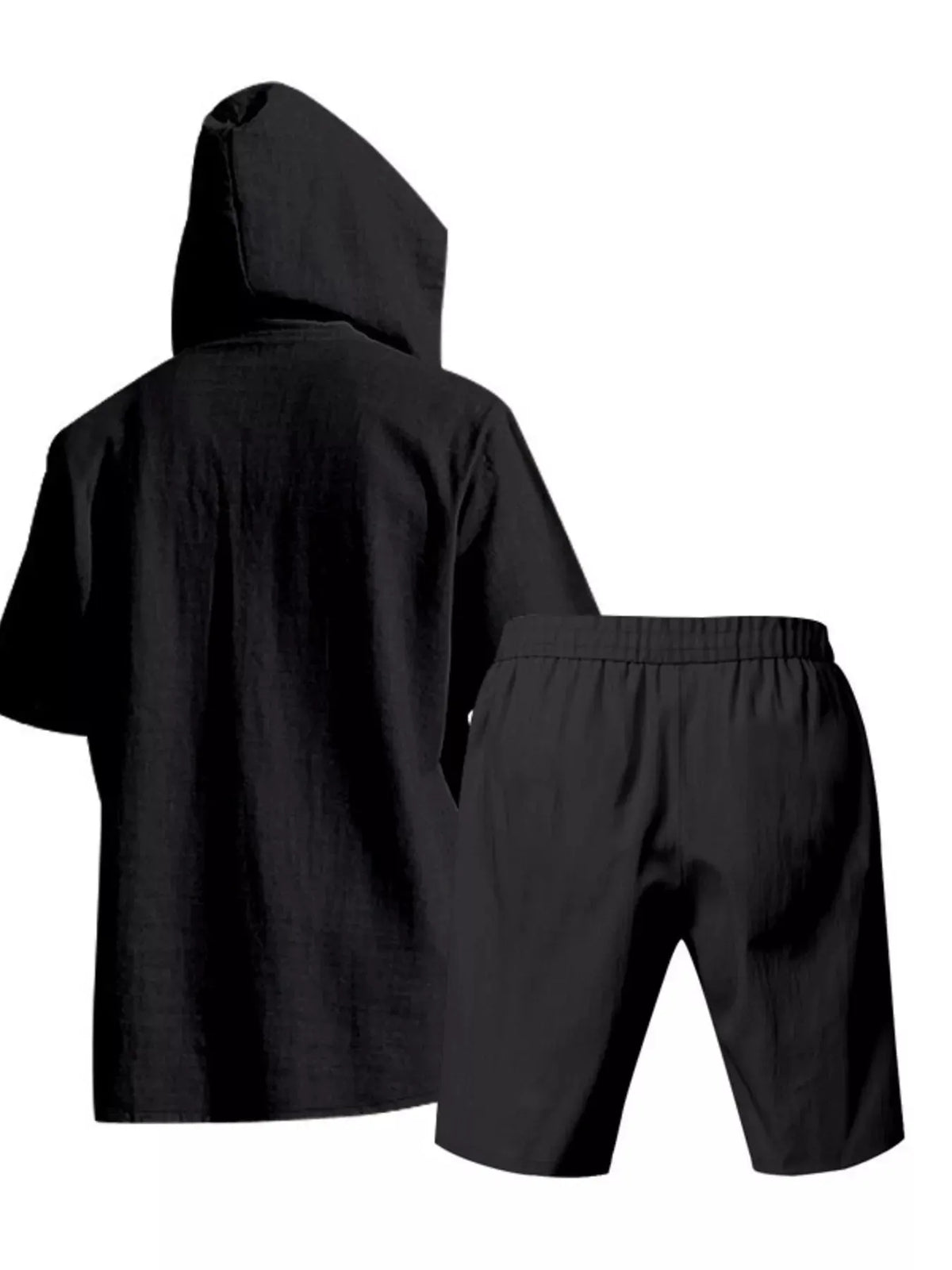 Men's Full Size Casual Short Sleeve Hooded Top & Shorts Set Plus Size by Trendsi