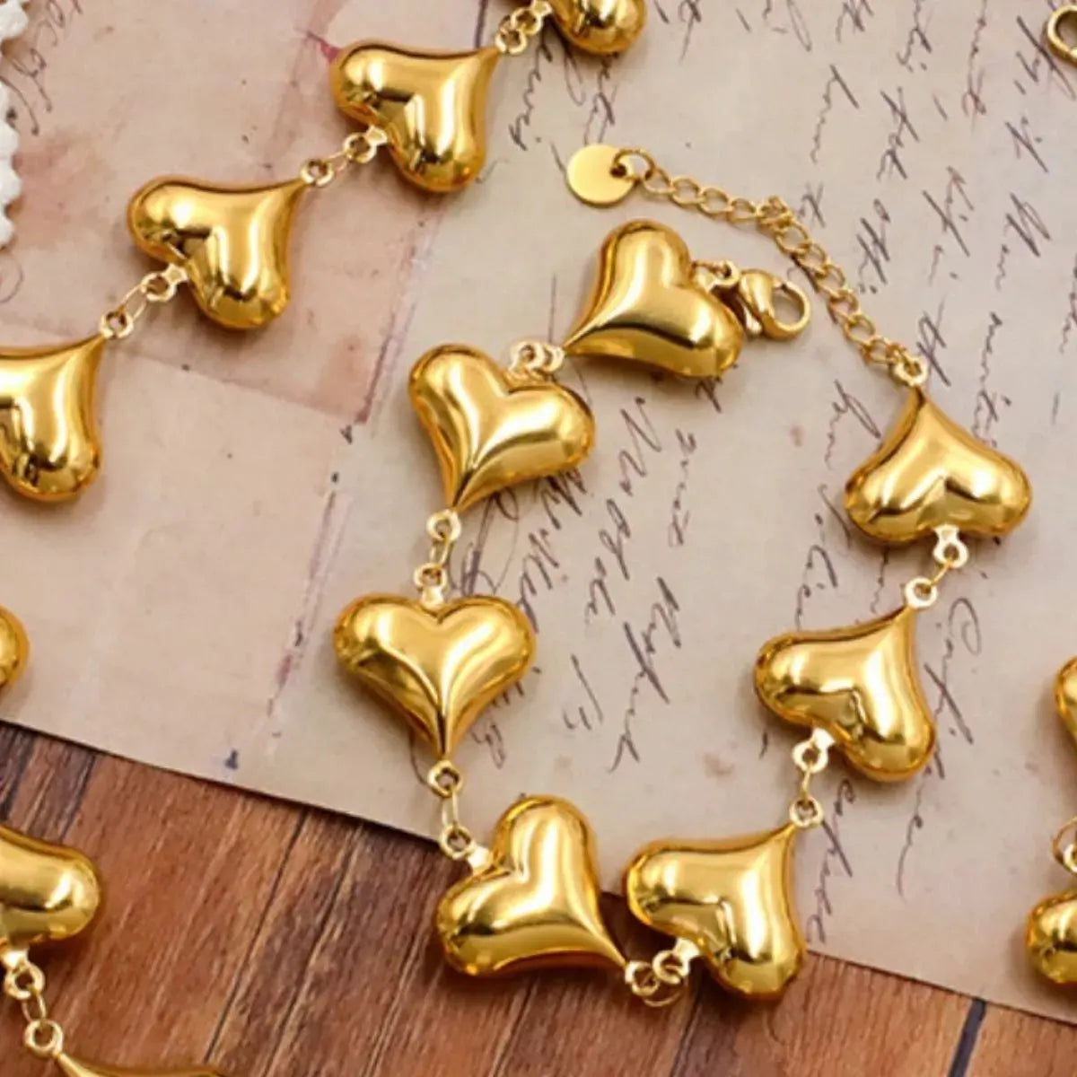 18K Gold-Plated Heart Charm Bracelet by Partner Label