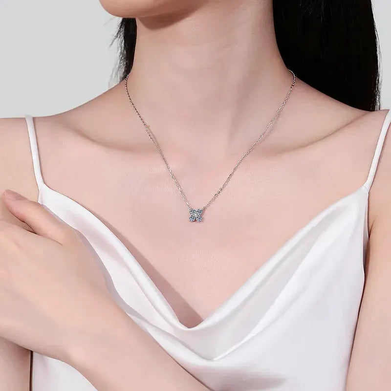 1.26 Carat Moissanite 925 Sterling Silver Geometric Shape Pendant Necklace by Partner Label
