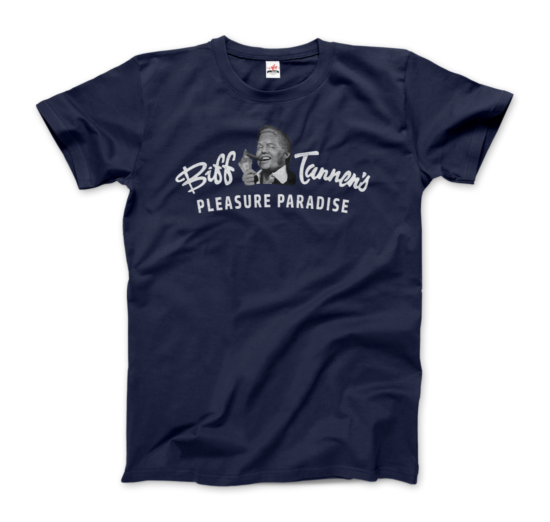 Biff Tannen's Pleasure Paradise Dusted Logo Back to the Future t-shirt by Art-O-Rama Shop