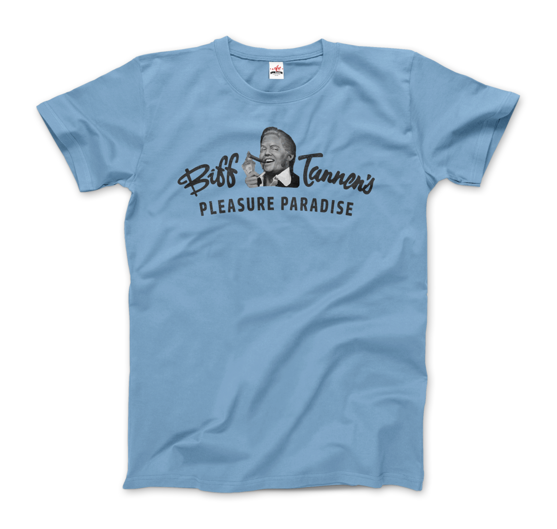 Biff Tannen's Pleasure Paradise Dusted Logo Back to the Future t-shirt by Art-O-Rama Shop